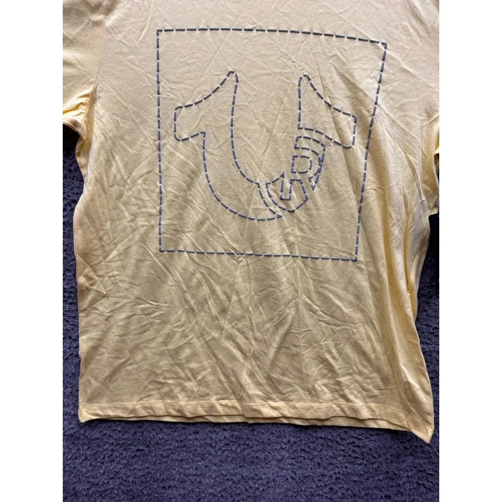 NWT True Religion Crewneck Short Sleeve Puff Stitch Tee Popcorn Mens Size XL